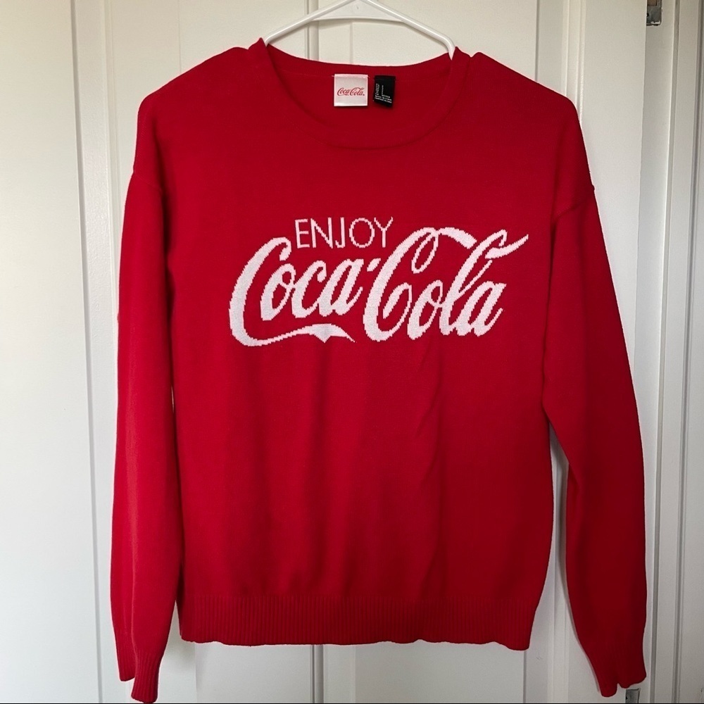 Coca Cola Red Scoop Neck Sweater. Size Small